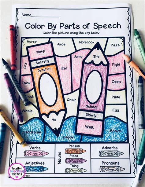 Color By Parts Of Speech Grammar Worksheets In 2020 Part Of Speech