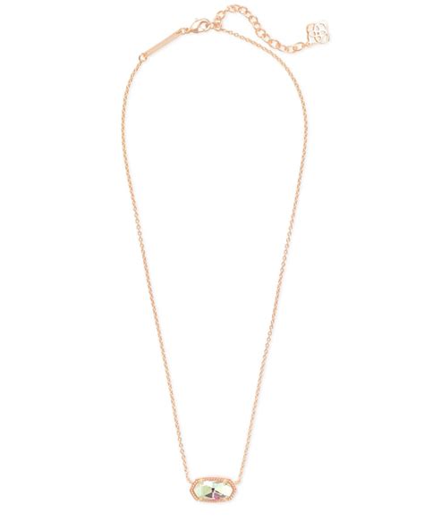 Elisa Rose Gold Pendant Necklace In Dichroic Glass Kendra Scott