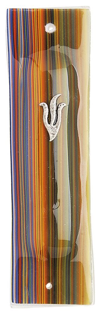 Colorful Striped Glass Mezuzahtamara Baskin Art Glassmezuzahs