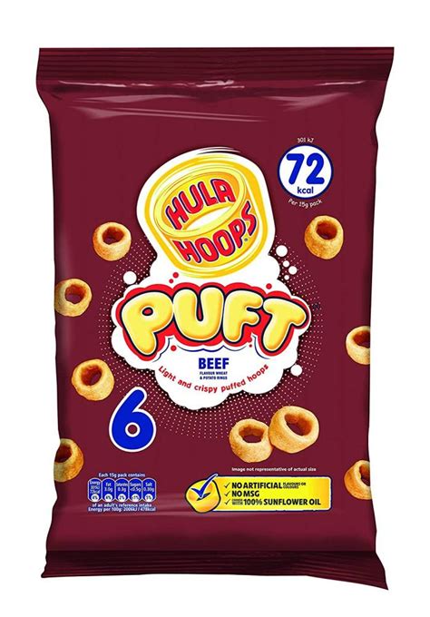 Hula Hoops Puft Beef Potato Snacks 6x15g Approved Food