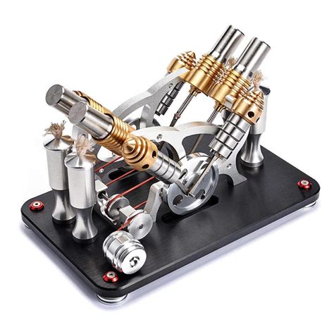 V4 4 Cylinder Parallel Stirling Engine Kit Micro External Combustion