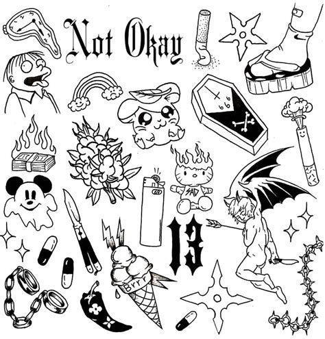 Tattoo Flash Sheet Tattoo Flash Art Tattoo Style Drawings Tattoo