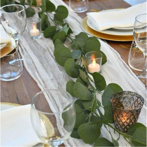Faux Eucalyptus Garland Wedding Reception Table Decorations Wedding