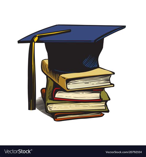 Graduation Cap On Stack Books Royalty Free Vector Image