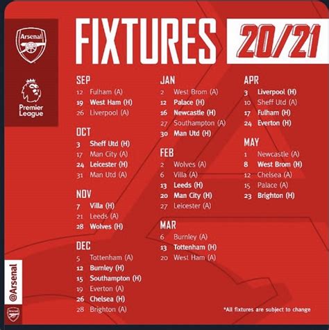 Full Arsenal Fixture List 2021 We Face A Tough Start With 2 Derbies