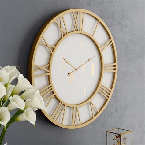 Oversized Millbury Cottage Round Framed 36 Wall Clock Gold Wall