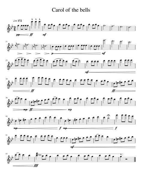 Carol Of The Bells Sheet Music For Flute Solo