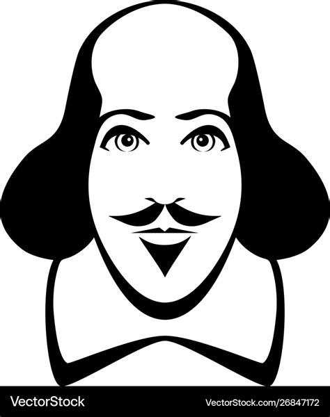 William Shakespeare Cartoon Portrait In Line Art Vector Image