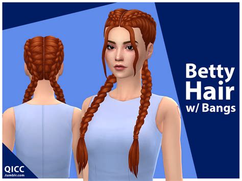 Qiccs Betty Hair With Bangs Sims Hair Sims Sims 4 Toddler