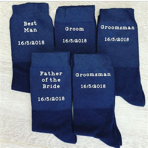 Grooms Party Navy Socks Personalised Wedding Socks Groom Etsy