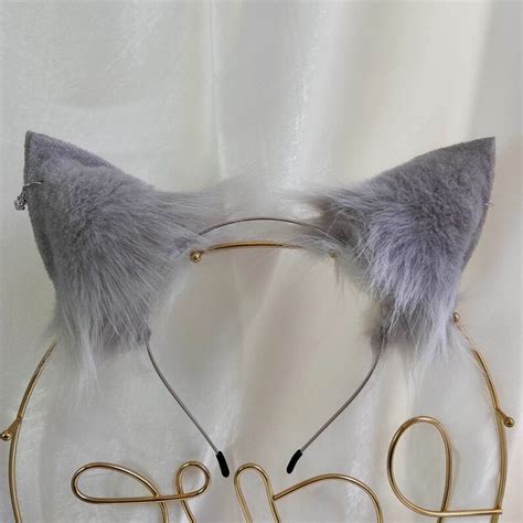 Grey Wolf Tail Wolf Ears Cosplay Animal Ears Plush Headband Etsy