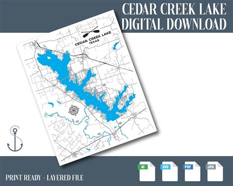 Cedar Creek Lake Map File Cedar Creek Lake Svg Lake Svg Laser File