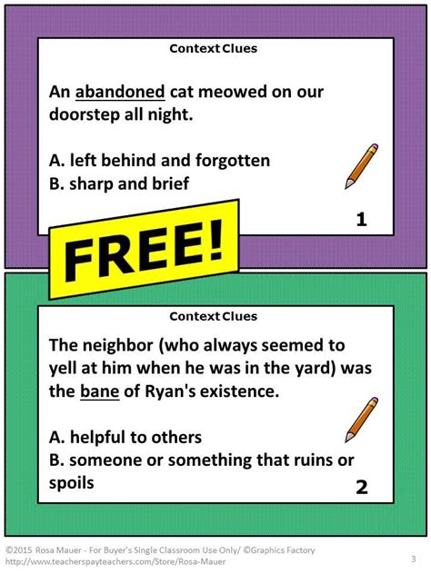 All of these have a specific purpose within the structure of a it is usually a noun or pronoun and can also include modifying words, phrases or clauses. FREE! Context Clues: Read each sentence. Use context clues ...