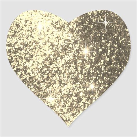Faux Bright Gold Glitter Heart Sticker Zazzle Gold Glitter Heart