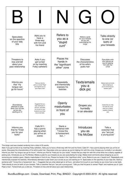 Sexual Bingo Cards To Download Print And Customize