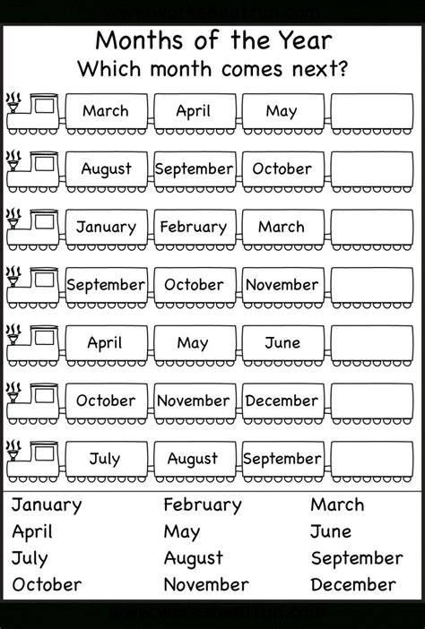 Kindergarten Calendar Worksheets
