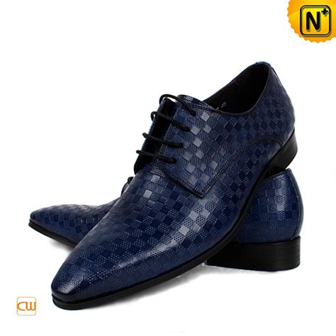 Blue Leather Oxford Dress Shoes For Men Cw762082