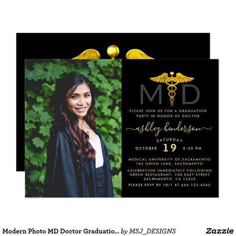 Modern Photo Md Doctor Graduation Party Invitation In 2021
