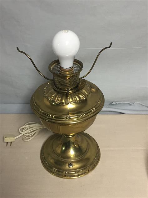 Vintage Aladdin No 7 Brass Oil Lamp Converted To Electric Hurricane