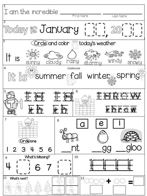 january kindergarten morning work 21 pages 21