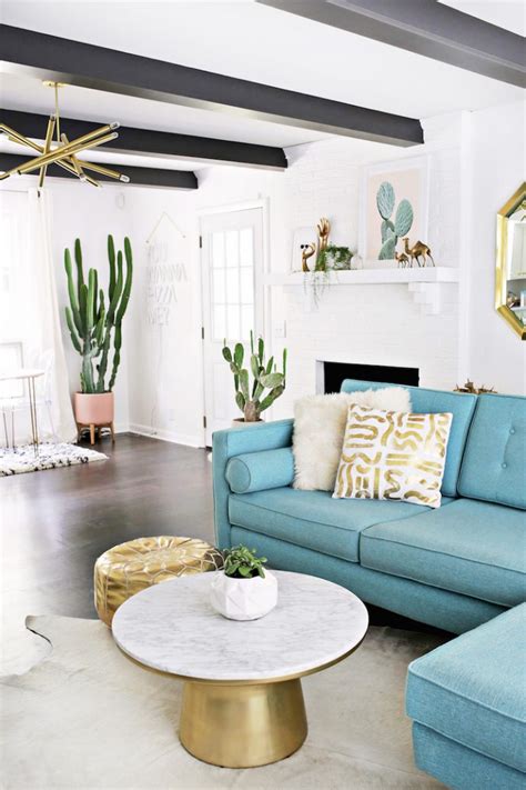 Pick up fun and funky decorative home. A Gorgeous Blue & Gold Living Room Update in Nashville!