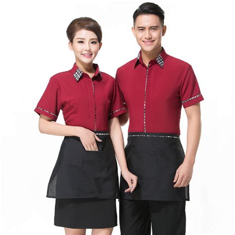 Restaurants Coffee Bar Waiter Waitress Uniform Shirt Apron Factory