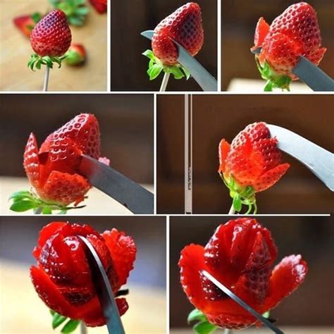 How To Cut Strawberries Into Roses Musely