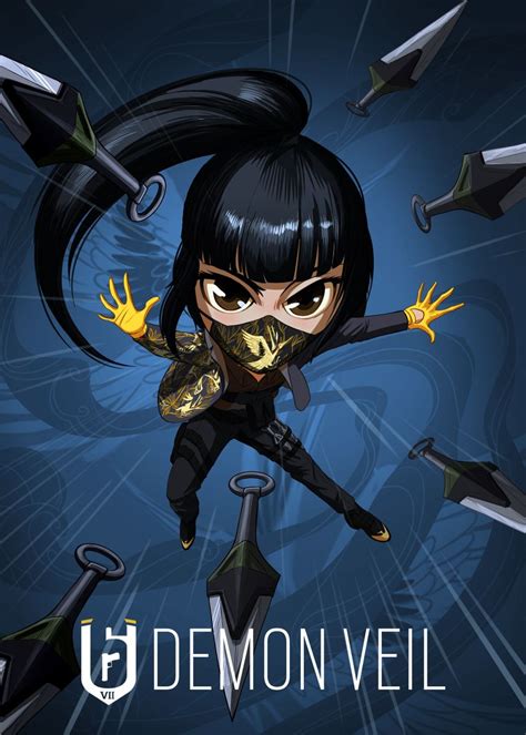 Azami Chibi Poster Picture Metal Print Paint By Rainbow Six Siege
