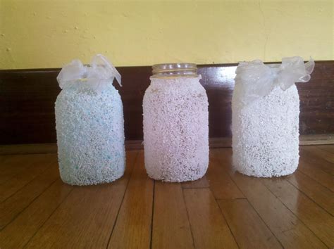 Mason Jars Covered In Epsom Salt The Jar On The Far Left I Dyed The