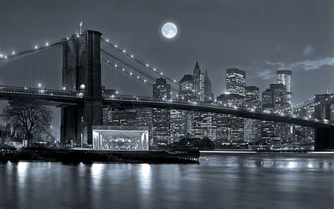 Photos New York City Usa Manhattan Bridges Moon River 3840x2400