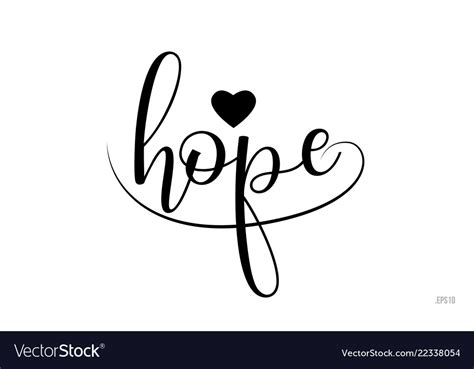 Hope Typography Text With Love Heart Royalty Free Vector