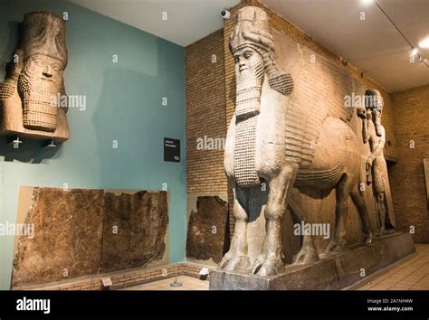 Colossal Assyrian Stone Sculpture Of A Human Headed Winged Bull From