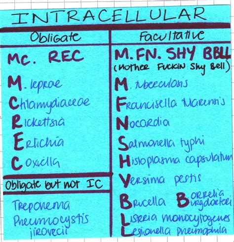 My Notes For Usmle Microbiology Mnemonics Medical Graduate