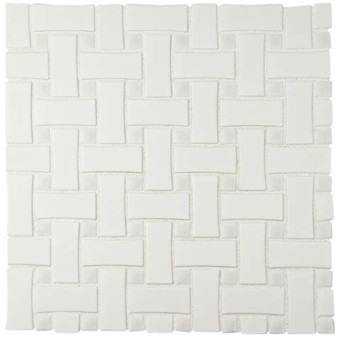 Basket weave tiles are popular for flooring of luxury bathrooms and kitchens because they can create a special atmosphere. EliteTile Retro Basket Weave 10.5" x 10.5" Porcelain Mosaic Tile in White & Reviews | Wayfair
