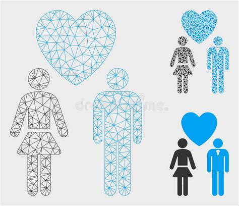 Love Persons Vector Mesh Carcass Model And Triangle Mosaic Icon Stock