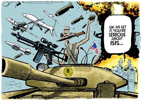 this political cartoon highlights the impossible situation obama faces in the fight against isis