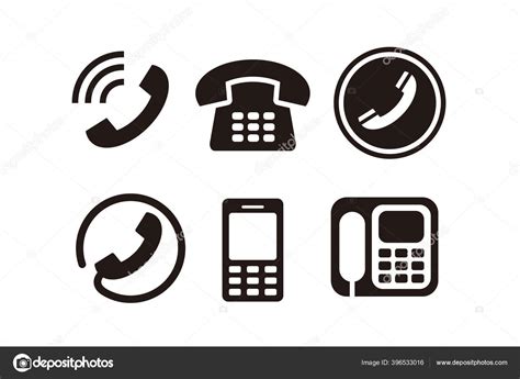 Set Simple Flat Black Phone Icon Illustration Design Silhouette Phone