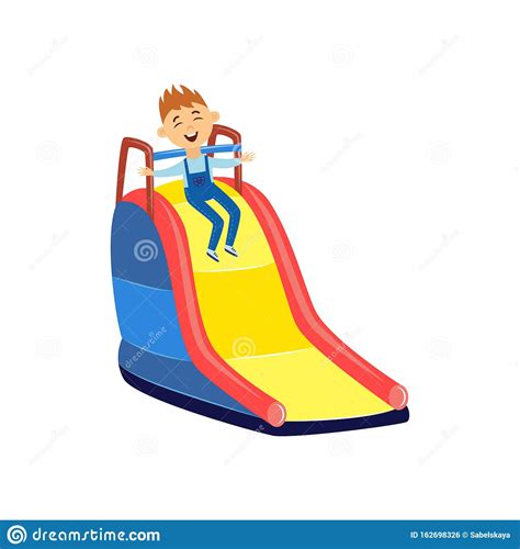 Kid Sliding Down Slide Active Boy Sliding Down Stock Photo Alamy Jul