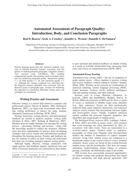 Check spelling or type a new query. (PDF) Automated Assessment of Paragraph Quality ...