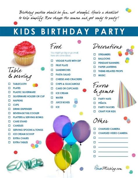 Everything has to be ironed out smoothly to avoid minimal mistakes. Kids birthday party checklist | House Mix: Kids | Birthday ...