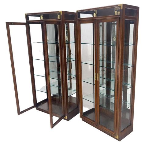 Modern Solid Brass Glass Curio Cabinet Display Case Vitrine At 1stdibs Brass Curio Cabinet