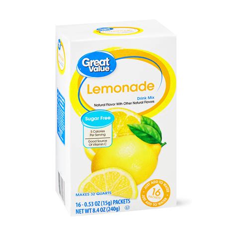 Great Value Sugar Free Lemonade Drink Mix 053 Oz 16 Count