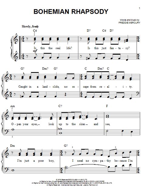 This piano arrangement is prepared especially to give. Bohemian Rhapsody - Easy Piano | zZounds
