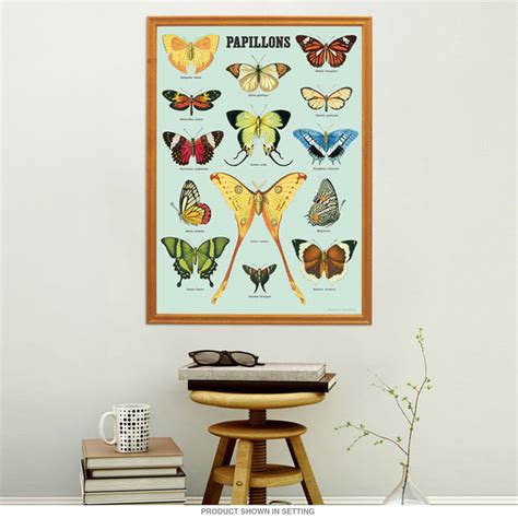 Butterflies Papillons French Vintage Style Poster Retro Planet