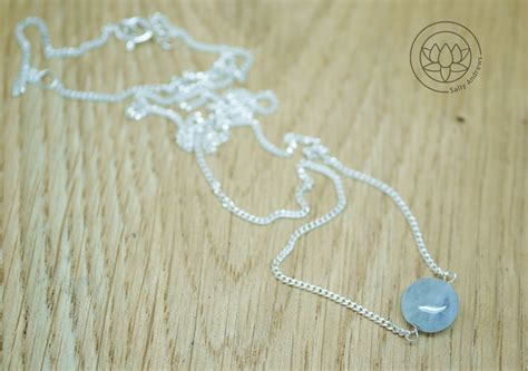 Aquamarine Single Gemstone Delicate Necklace On A Diamond Curb Chain