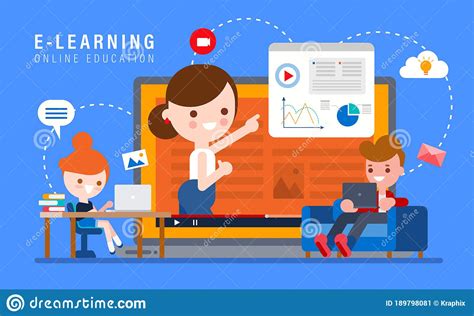 E Learning Online Education Concept Illustration Stock Vector