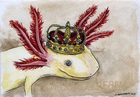 Axolotl King Watercolor Print