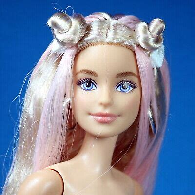 Barbie Extra Articulated Doll Pink Highlights Blond Crimped Hair Nude