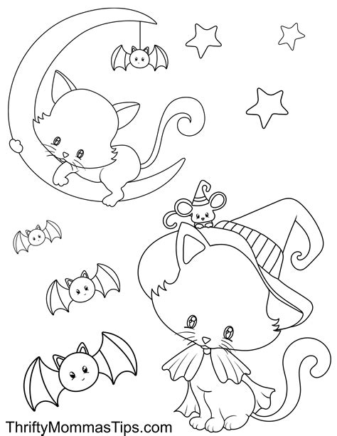 Halloween Cats Colouring Book - 9 pages - Thrifty Mommas Tips