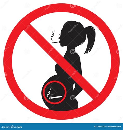 Prohibition Sign Pregnant Woman With A Cigarette Stock Vector